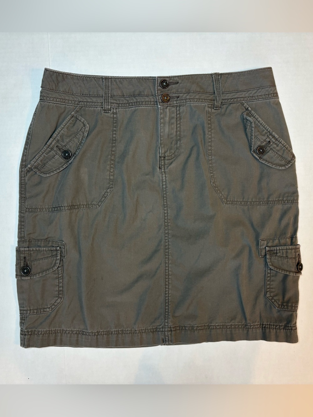 Sonoma Brown Cargo Modern Skirt 100% Cotton Size 10